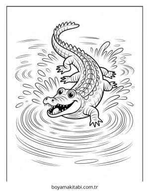 Timsah boyama sayfası – el becerilerini geliştirir, boyama çalışması