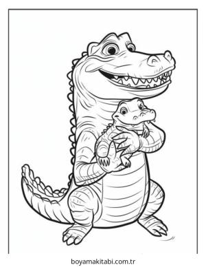 Timsah boyama sayfası – kolay boyama, eğitici aktivite