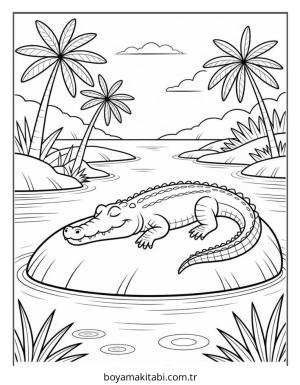 Timsah boyama sayfası – eğitici aktivite, yaratıcılık