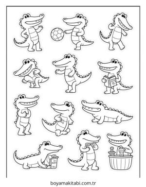 Timsah boyama sayfası – çocuklar için, çizgi film temalı