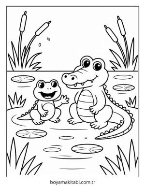 Timsah boyama sayfası – PDF indir, sevimli karakter