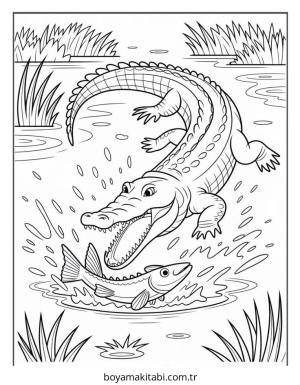 Timsah boyama sayfası – çocuklar için, çizgi film temalı