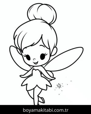 Tinkerbell boyama sayfası – sevimli karakter, sanatsal çalışma