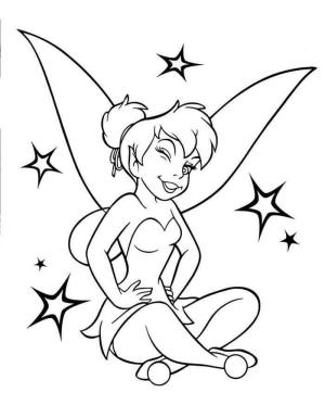 Tinkerbell boyama sayfası,  coloring page, Mutlu Tinkerbell Oturan, 