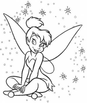 Tinkerbell boyama sayfası,  coloring page, Komik Tinkerbell Oturma, 