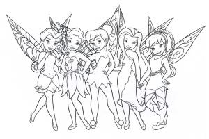 Tinkerbell boyama sayfası,  coloring page, Arkadaşlarla Tinkerbell, 