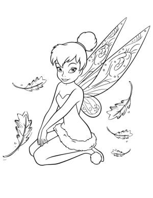 Tinkerbell boyama sayfası,  coloring page, Tinkerbell ve Yapraklar, 