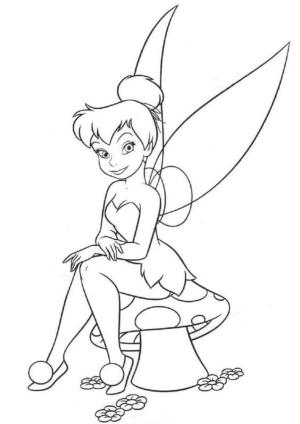 Tinkerbell boyama sayfası,  coloring page, Tinkerbell Oturan, 