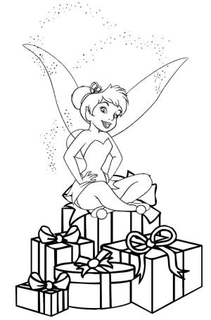 Tinkerbell boyama sayfası,  coloring page, Tinkerbell ve Hediye Kutusu, 