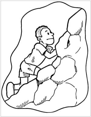 Tırmanma boyama sayfası,  coloring page, Güçlü Adam Kaya Tırmanışı Yapıyor, 