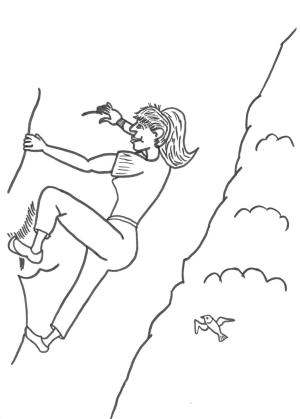 Tırmanma boyama sayfası,  coloring page, Kaya Tırmanışı Kız Çizimi, 