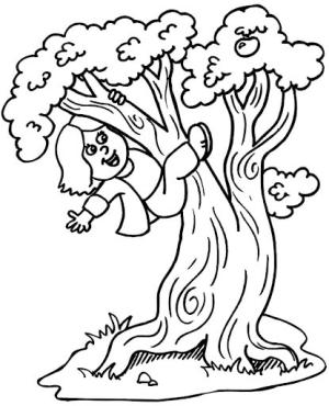 Tırmanma boyama sayfası,  coloring page, Kız Tırmanma Ağacı, 