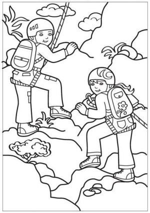 Tırmanma boyama sayfası,  coloring page, Kız ve Erkek Dağcılık, 