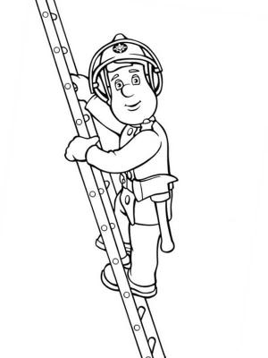 Tırmanma boyama sayfası,  coloring page, İtfaiyeci Sam Merdiveni Tırmanıyor, 