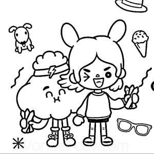 Toca Boca boyama sayfası,  coloring page, Toca Boca Rita ve Cloud, 