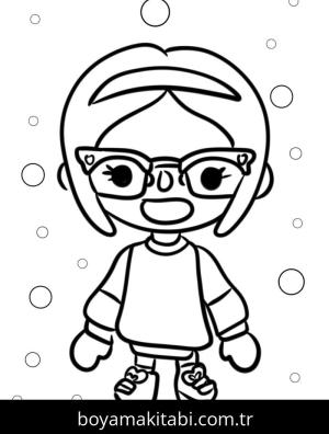 Toca Boca boyama sayfası – çizgi film temalı, basit çizim