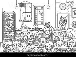 Toca Boca boyama sayfası – basit çizim, kolay boyama