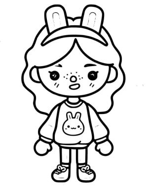 Toca Boca boyama sayfası,  coloring page, Tavşan kulaklı Toca Boca kızı, 