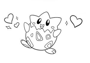 Togepi boyama sayfası,  coloring page, Aşık Togepi Pokemon, 