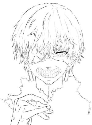 Tokyo Ghoul boyama sayfası,  coloring page, Yüz Kaneki Ken, 