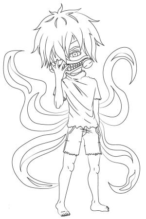 Tokyo Ghoul boyama sayfası,  coloring page, Chibi Ken Kaneki, 