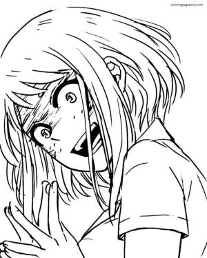 Tokyo Ghoul boyama sayfası,  coloring page, Asustada Ochako Uaraka, 