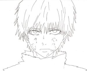 Tokyo Ghoul boyama sayfası,  coloring page, Yakışıklı Kaneki Yüz, 