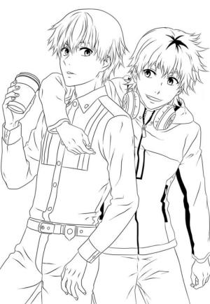 Tokyo Ghoul boyama sayfası,  coloring page, Hideyoshi ve Kaneki, 