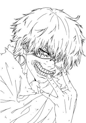 Tokyo Ghoul boyama sayfası,  coloring page, Kaneki Ken Üzgün, 