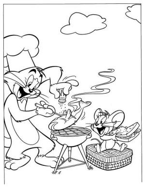 Tom Ve Jerry boyama sayfası,  coloring page, Tom ve Jerry ızgara Yemek, 