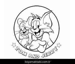 Tom Ve Jerry boyama sayfası – çizgi film temalı, basit çizim