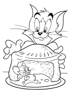 Tom Ve Jerry boyama sayfası,  coloring page, Tom ve Jerry Kek Yiyor, 