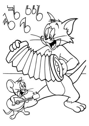 Tom Ve Jerry boyama sayfası,  coloring page, Tom ve Jerry Müzik Aletleri çalıyor, 