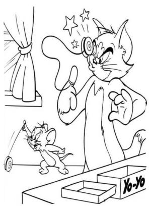 Tom Ve Jerry boyama sayfası,  coloring page, Tom ve Jerry Yo Yo Oynuyor, 