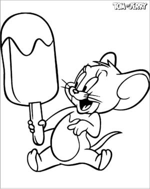 Tom Ve Jerry boyama sayfası,  coloring page, Dondurma tutan Jerry, 