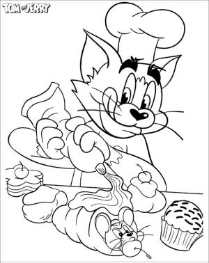 Tom Ve Jerry boyama sayfası,  coloring page, Şef Tom ve Sevimli Jerry, 