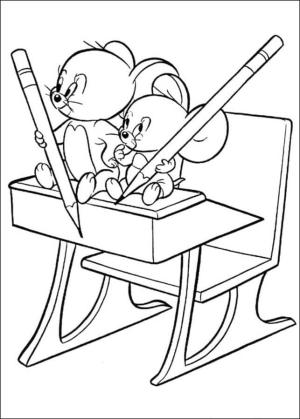 Tom Ve Jerry boyama sayfası,  coloring page, Kalem tutan Jerry ve Beyaz Fare, 