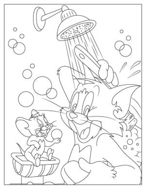 Tom Ve Jerry boyama sayfası,  coloring page, Şirin Tom ve Jerry Duşu, 