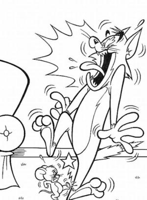 Tom Ve Jerry boyama sayfası,  coloring page, Jerry, Tom’u Tekmeliyor, 