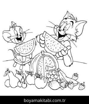 Tom Ve Jerry boyama sayfası – renkli çizimler, okul öncesi