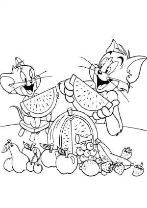 Tom Ve Jerry boyama sayfası,  coloring page, Jerry ve Tom Karpuz Yeme, 