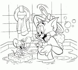 Tom Ve Jerry boyama sayfası,  coloring page, Tom ve Jerry Duş, 