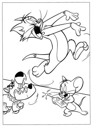 Tom Ve Jerry boyama sayfası,  coloring page, Köpek Robotlu Komik Tom ve Jerry, 