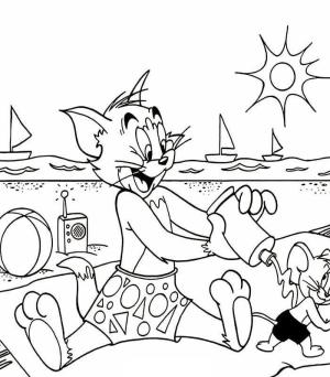 Tom Ve Jerry boyama sayfası,  coloring page, Tom ve Jerry Sahilde, 