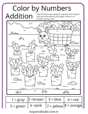 Toplama Yöntemiyle Renklendirme boyama sayfası – keyifli zaman, renkli çizimler