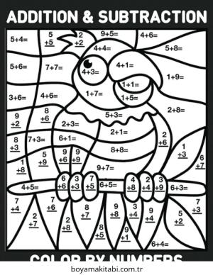 Toplama Yöntemiyle Renklendirme boyama sayfası – sevimli karakter, sanatsal çalışma