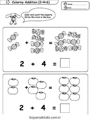 Toplama Yöntemiyle Renklendirme boyama sayfası – boyama etkinliği, çocuk aktivitesi