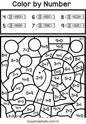 Toplama Yöntemiyle Renklendirme boyama sayfası – çocuk aktivitesi, PDF indir