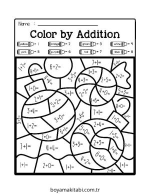 Toplama Yöntemiyle Renklendirme Boyama Sayfaları