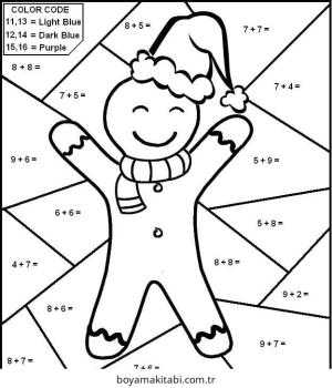 Toplama Yöntemiyle Renklendirme boyama sayfası – çizgi film temalı, basit çizim